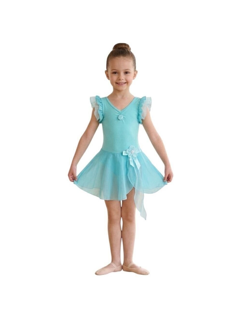 iEFiEL Girls Ballet Dance Dress Turquoise Chiffon Skirt Size M